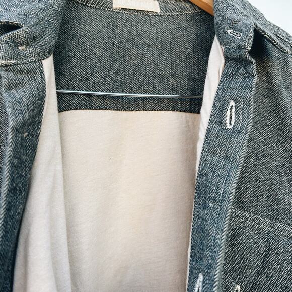 CP Shades Women's Thick Cotton Herringbone Button Down Long Sleeve Shirt Large - Picture 8 of 10